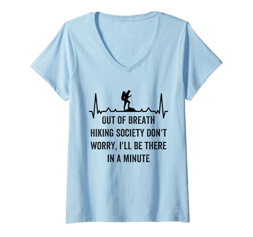 Damen Out of Breath Hiking Society Mach dir Keine Sorgen, ich werde da Sein Wanderer T-Shirt mit V-Ausschnitt Damen Out of Breath Hiking Society Mach dir Keine Sorgen, ich werde da Sein Wanderer T-Shirt mit V-Ausschnitt von Outdoor Hiking Camping Adventure For Hiker Apparel