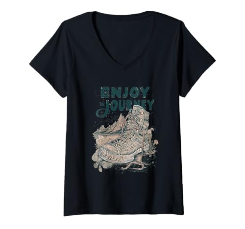 Damen Genießen Sie das Wanderabenteuer The Journey T-Shirt mit V-Ausschnitt Damen Genießen Sie das Wanderabenteuer The Journey T-Shirt mit V-Ausschnitt von Outdoor Lifestyle Hiking Inspiration Co.