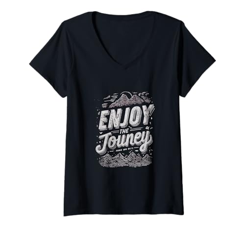 Damen Genießen Sie das Wanderabenteuer The Journey T-Shirt mit V-Ausschnitt Damen Genießen Sie das Wanderabenteuer The Journey T-Shirt mit V-Ausschnitt von Outdoor Lifestyle Hiking Inspiration Co.