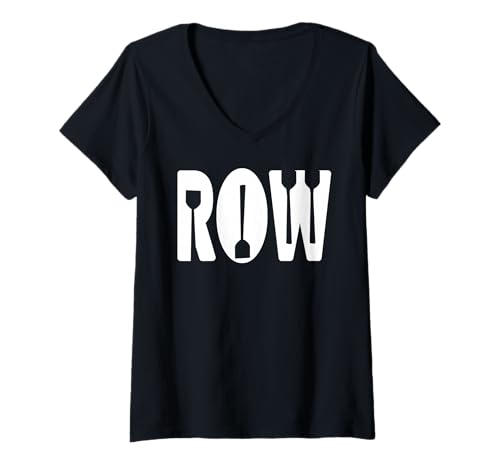 Damen Rudern Paddel Minimalistisch Ruderteam Fan T-Shirt mit V-Ausschnitt Damen Rudern Paddel Minimalistisch Ruderteam Fan T-Shirt mit V-Ausschnitt von Outdoor Paddler Kajak Crew Wasserliebe