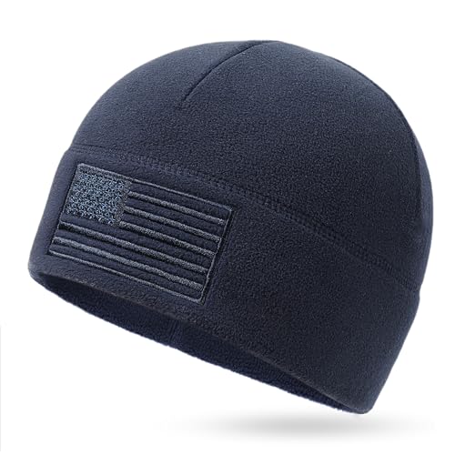 Amerikanische Flagge Fleece Watch Cap, USA Multi-Season Army Military Tactical Beanie Winter Warm Beanie, Marineblau, Einheitsgröße von Outdoor Shaping