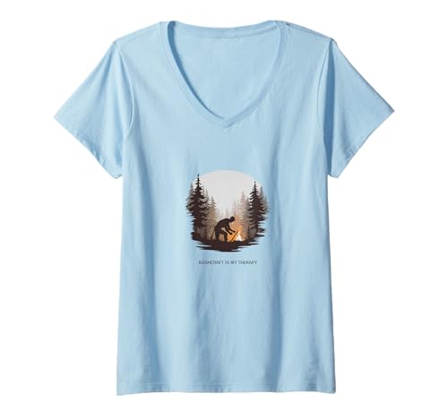 Damen Bushcraft is My Therapy - Natur, Skills & Survival T-Shirt mit V-Ausschnitt von Outdoor Survival Tees