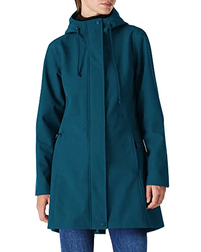 Damen Regenjacke Lange Softshelljacke mit Kapuze Frauen Übergangsjacke Regenmantel Gefütterte Funktionsjacke Wasserdichte Windbreaker Wanderjacke Atmungsaktive Jacke Outdoorjacke Keramikblau 4XL von Outdoor Ventures