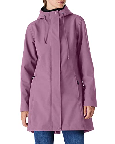 Damen Regenjacke Lange Softshelljacke mit Kapuze Frauen Übergangsjacke Regenmantel Gefütterte Funktionsjacke Wasserdichte Windbreaker Wanderjacke Atmungsaktive Outdoorjacke Rosa-Lila 2XL von Outdoor Ventures