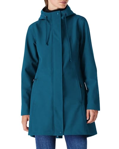Damen Regenjacke Lange Softshelljacke mit Kapuze Frauen Übergangsjacke Regenmantel Gefütterte Funktionsjacke Wasserdichte Windbreaker Wanderjacke Atmungsaktive Outdoorjacke für Wandern Keramikblau 2XL von Outdoor Ventures