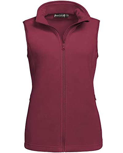 Outdoor Ventures Damen Fleece Weste Leichte Oberbekleidung Weste Damen Micro Fleece Bodywarmer 160G mit 4 Taschen für Wandern Camping Reisen, weinrot, 38 von Outdoor Ventures