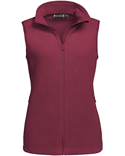 Outdoor Ventures Damen Fleece Weste Leichte Oberbekleidung Weste Damen Micro Fleece Bodywarmer 160G mit 4 Taschen für Wandern Camping Reisen, weinrot, 42 von Outdoor Ventures