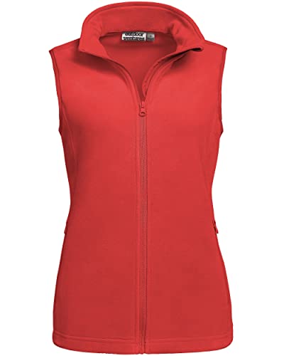 Outdoor Ventures Damen Fleece Weste Polar Reißverschluss Leichte Weste Oberbekleidung Damen Softshell Ärmellose Jacke Bodywarmer mit Taschen für Laufen Wandern Camping Reisen Rot L von Outdoor Ventures