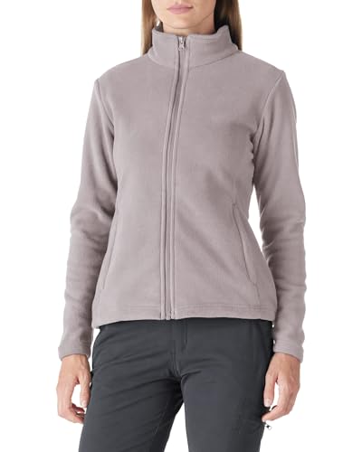 Outdoor Ventures Damen-Fleecejacke, leicht, warm, durchgehender Reißverschluss, weiche Oberbekleidung, Laufjacke mit 4 großen Taschen, Grau-rosa, 46 von Outdoor Ventures