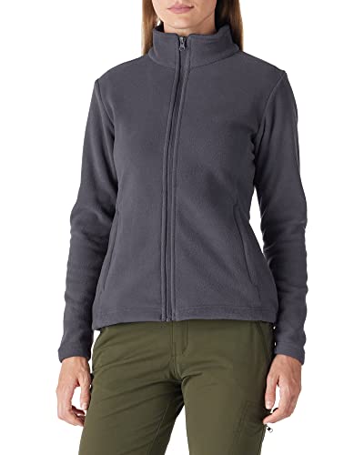 Outdoor Ventures Damen Fleecejacke mit Durchgehendem Reißverschluss Stehkragen Frauen Leichte Fleece Sweatjacke Antistatische Elektrizität Damenjacke für Laufen, Wandern und Freizeit Dunkelgrau 2XL von Outdoor Ventures