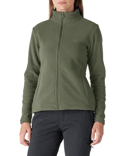 Outdoor Ventures Damen Fleecejacke mit Durchgehendem Reißverschluss Stehkragen Frauen Leichte Fleece Sweatjacke Antistatische Elektrizität Damenjacke für Laufen, Wandern und Freizeit Graugrün 2XL von Outdoor Ventures