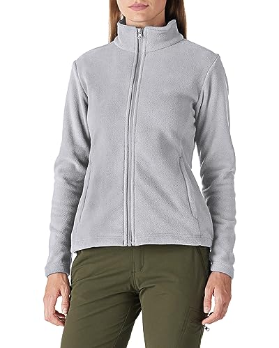 Outdoor Ventures Damen Fleecejacke mit Durchgehendem Reißverschluss Stehkragen Frauen Leichte Fleece Sweatjacke Antistatische Elektrizität Damenjacke für Laufen, Wandern und Freizeit Hellgrau L von Outdoor Ventures