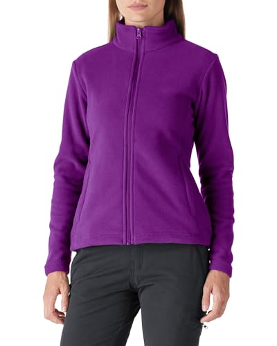 Outdoor Ventures Damen Fleecejacke mit Durchgehendem Reißverschluss Stehkragen Frauen Leichte Fleece Sweatjacke Antistatische Elektrizität Damenjacke für Laufen, Wandern und Freizeit Lila 2XL von Outdoor Ventures