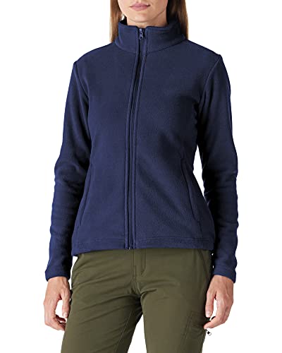 Outdoor Ventures Damen Fleecejacke mit Durchgehendem Reißverschluss Stehkragen Frauen Leichte Fleece Sweatjacke Antistatische Elektrizität Damenjacke für Laufen, Wandern und Freizeit Navy Blau 2XL von Outdoor Ventures