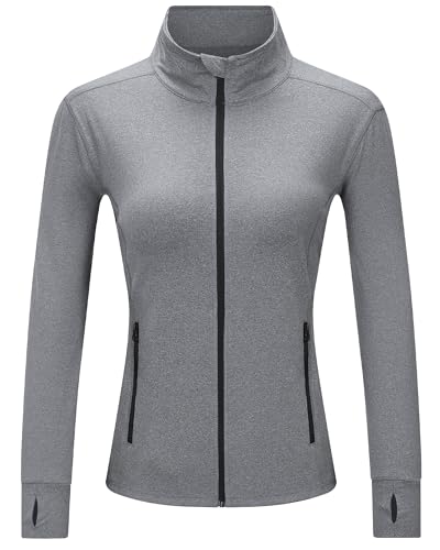 Outdoor Ventures Damen Laufjacke Stehkragen Sportjacke Langarm Trainingsjacke Leicht Atmungsaktive Trainingsanzug Sweatjacke Ohne Kapuze mit Daumenloch und Tasche Für Laufen Yoga Fitness Hellgrau XS Outdoor Ventures Damen Laufjacke Stehkragen Sportjacke Langarm Trainingsjacke Leicht Atmungsaktive Trainingsanzug Sweatjacke Ohne Kapuze mit Daumenloch und Tasche Für Laufen Yoga Fitness Hellgrau XS von Outdoor Ventures