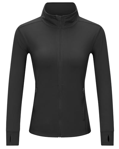Outdoor Ventures Damen Laufjacke Stehkragen Sportjacke Langarm Trainingsjacke Leicht Atmungsaktive Trainingsanzug Sweatjacke Ohne Kapuze mit Daumenloch und Tasche Für Laufen Yoga Fitness Schwarz M Outdoor Ventures Damen Laufjacke Stehkragen Sportjacke Langarm Trainingsjacke Leicht Atmungsaktive Trainingsanzug Sweatjacke Ohne Kapuze mit Daumenloch und Tasche Für Laufen Yoga Fitness Schwarz M von Outdoor Ventures