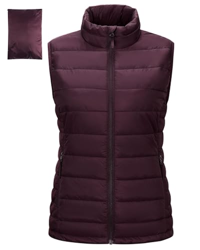 Outdoor Ventures Damen Pufferweste, verstaubar, gesteppt, gepolstert, Oberbekleidung, Bodywarmer für Damen, winddicht, ärmellos, Wandern, Laufen, Golfen, Reiten, violett, 48 von Outdoor Ventures