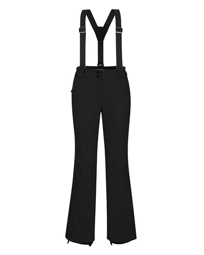 Outdoor Ventures Damen Skihose Softshellhose Wasserdicht Winddichte Snowboardhose Warme Gefütterte Wanderhose Atmungsaktive Schnelltrocknende Trekkinghose Ski Pant Schwarz XXL/31L von Outdoor Ventures