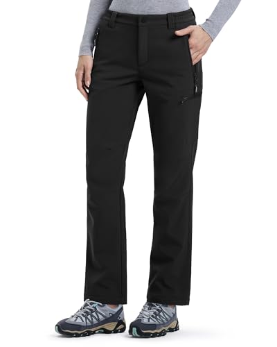 Outdoor Ventures Damen Softshellhose Winter Wanderhose Outdoorhose für Frauen Wasserdichthose Winddichte Skihosen Warme Gefütterte Trekkinghose Schwarz 40W/29L von Outdoor Ventures