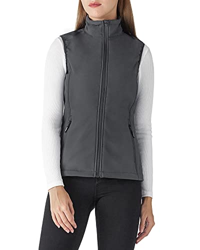 Outdoor Ventures Softshell Weste Damen Ärmellose Jacke Laufweste Leicht Winddicht Warm Fleeceweste Stehkragen Sport Golf Weste mit 4 Taschen für Wandern Camping Dunkelgrau XL von Outdoor Ventures