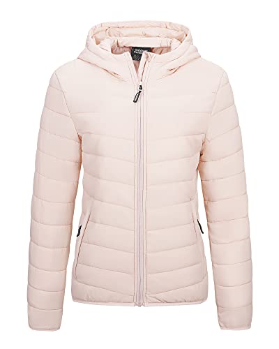 Outdoor Ventures Damen Steppjacke Leichte Packbare Übergangsjacke Warme Winterjacke mit Kapuze für Frauen Gefüttert Pufferjacke mit Taschen für Freizeit Wandern Reisen Rosa 3XL von Outdoor Ventures