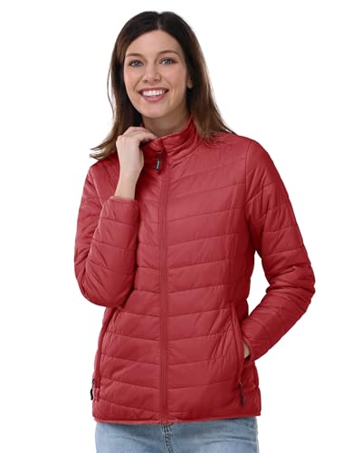 Outdoor Ventures Damen Steppjacke Leichte Warme Packbare Übergangsjacke Puffer Jacke für Frauen Gefüttert Weiche Steppmantel Quilted Coat für Freizeit Wandern Reisen Outdoor Rot L von Outdoor Ventures