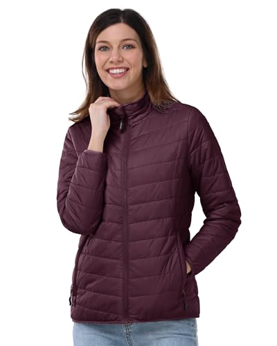Outdoor Ventures Damen Steppjacke Leichte Warme Packbare Übergangsjacke Puffer Jacke für Frauen Gefüttert Weiche Steppmantel Quilted Coat für Freizeit Wandern Reisen Outdoor Aubergine S von Outdoor Ventures