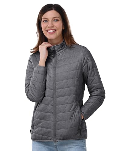 Outdoor Ventures Damen Steppjacke Leichte Warme Packbare Übergangsjacke Puffer Jacke für Frauen Gefüttert Weiche Steppmantel Quilted Coat für Freizeit Wandern Reisen Outdoor Dunkelgrau L von Outdoor Ventures