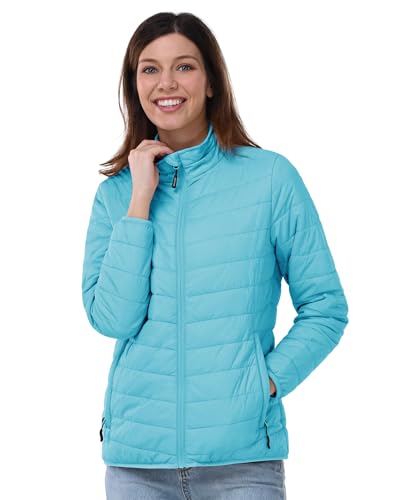 Outdoor Ventures Damen Steppjacke Leichte Warme Packbare Übergangsjacke Puffer Jacke für Frauen Gefüttert Weiche Steppmantel Quilted Coat für Freizeit Wandern Reisen Outdoor Hellblau XS von Outdoor Ventures