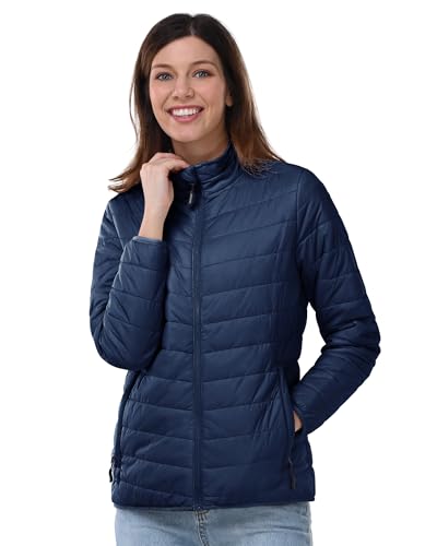 Outdoor Ventures Damen Steppjacke Leichte Warme Packbare Übergangsjacke Puffer Jacke für Frauen Gefüttert Weiche Steppmantel Quilted Coat für Freizeit Wandern Reisen Outdoor Navy Blau 2XL von Outdoor Ventures
