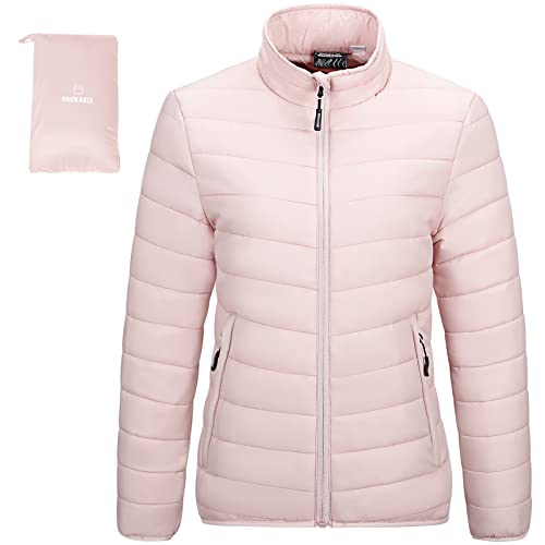 Outdoor Ventures Damen Steppjacke Leichte Warme Packbare Übergangsjacke Puffer Jacke für Frauen Gefüttert Weiche Steppmantel Quilted Coat für Freizeit Wandern Reisen Outdoor Rosa 2XL von Outdoor Ventures