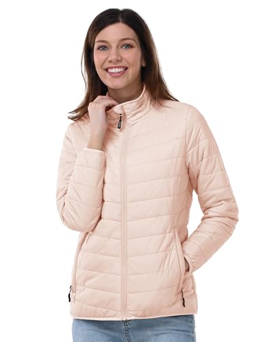 Outdoor Ventures Damen Steppjacke Leichte Warme Packbare Übergangsjacke Puffer Jacke für Frauen Gefüttert Weiche Steppmantel Quilted Coat für Freizeit Wandern Reisen Outdoor Rosa XL von Outdoor Ventures