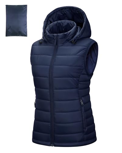 Outdoor Ventures Damen Steppweste mit Kapuze Packbare Übergangswesten Gefütterte Hybrid Sportweste Frau Warme Fahrradweste mit Stehkragen für Wandern Camping Dunkelblau XL Outdoor Ventures Damen Steppweste mit Kapuze Packbare Übergangswesten Gefütterte Hybrid Sportweste Frau Warme Fahrradweste mit Stehkragen für Wandern Camping Dunkelblau XL von Outdoor Ventures