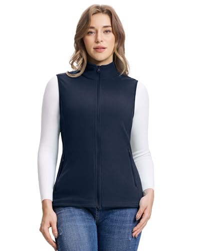 Outdoor Ventures Damen Fleece Weste Outdoor Ultraleichte Polar Fleeceweste Dünne Luafwesten für Frauen Ärmellos Jacke mit Taschen Frühlings Herbst für Laufen Wandern Camping, Nachtsblau M von Outdoor Ventures
