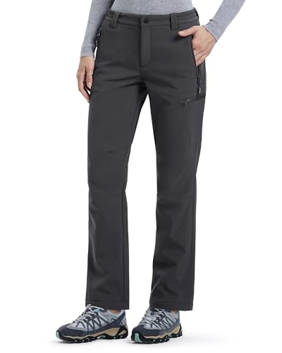 Outdoor Ventures Damen Winter-Softshell-Hose, wasserdicht, warm, mit Fleece gefüttert, Ski-, Schnee-Wanderhose, grau, 38 Kurz von Outdoor Ventures