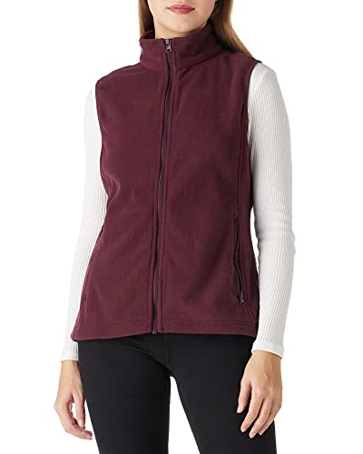 Outdoor Ventures Fleece Weste für Damen,Weich Ärmellos Jacke mit Reißverschlusstaschen, Sport Laufweste Frühling Herbst Fleeceweste Frauen Weinrot L/42 von Outdoor Ventures