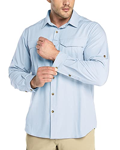 Outdoor Ventures Hemd Herren Freizeithemd Langarm Outdoor Shirt Atmungsaktive Schnell Trocknende Funktionshemd, Männer Frühling Sommer UV-Schutz Sportshirt Hellblau 4XL Outdoor Ventures Hemd Herren Freizeithemd Langarm Outdoor Shirt Atmungsaktive Schnell Trocknende Funktionshemd, Männer Frühling Sommer UV-Schutz Sportshirt Hellblau 4XL von Outdoor Ventures