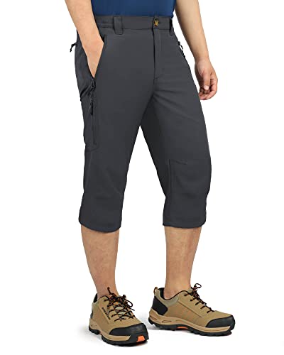 Outdoor Ventures Herren 3/4 Hose Cargo Shorts Kurze Cargohose Stretch Sommer Outdoorshorts für Männer Schnelltrocknende Wandershorts für Hiking Wandern Laufen Grau L von Outdoor Ventures