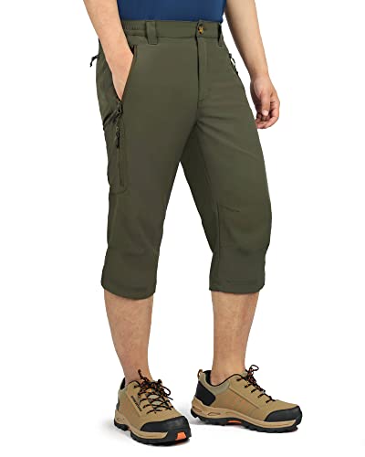 Outdoor Ventures Herren 3/4 Hose Cargo Shorts Kurze Cargohose Stretch Sommer Outdoorshorts für Männer Schnelltrocknende Wandershorts für Hiking Wandern Laufen Grün 2XL von Outdoor Ventures