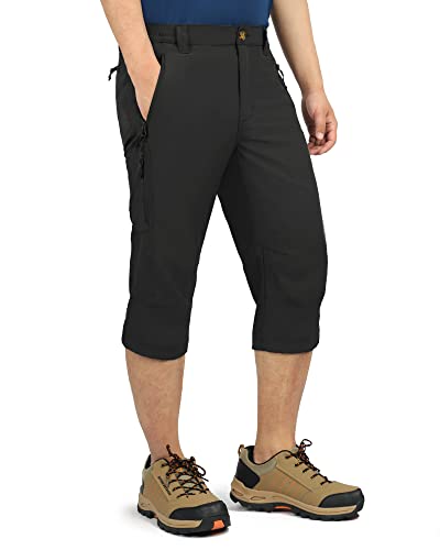 Outdoor Ventures Herren 3/4 Hose Cargo Shorts Kurze Cargohose Stretch Sommer Outdoorshorts für Männer Schnelltrocknende Wandershorts für Hiking Wandern Laufen Schwarz L von Outdoor Ventures