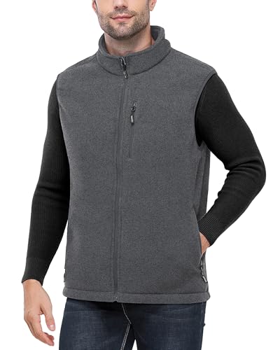 Outdoor Ventures Herren Fleeceweste Full Zipp Warme Herrenwest Ärmellose Jacke mit 5 Taschen Atumngsaktive Outdoor Sporten Bodywarmer Vest für Wandern Camping Grau M von Outdoor Ventures