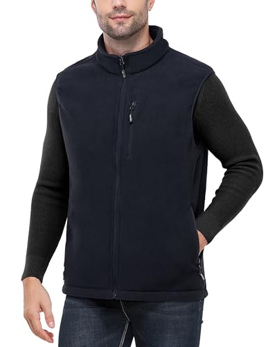 Outdoor Ventures Herren Fleeceweste Full Zipp Warme Herrenwest Ärmellose Jacke mit 5 Taschen Atumngsaktive Outdoor Sporten Bodywarmer Vest für Wandern Camping Navy Blau S von Outdoor Ventures