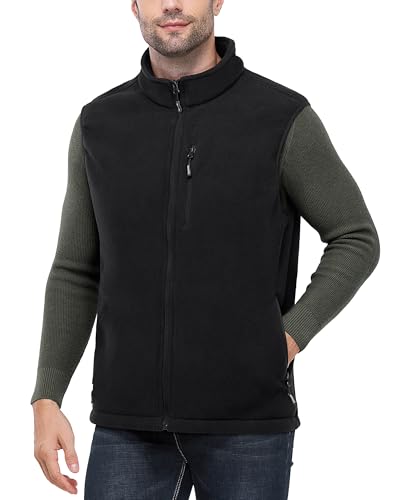 Outdoor Ventures Herren Fleeceweste Full Zipp Warme Herrenwest Ärmellose Jacke mit 5 Taschen Atumngsaktive Outdoor Sporten Bodywarmer Vest für Wandern Camping Schwarz L von Outdoor Ventures