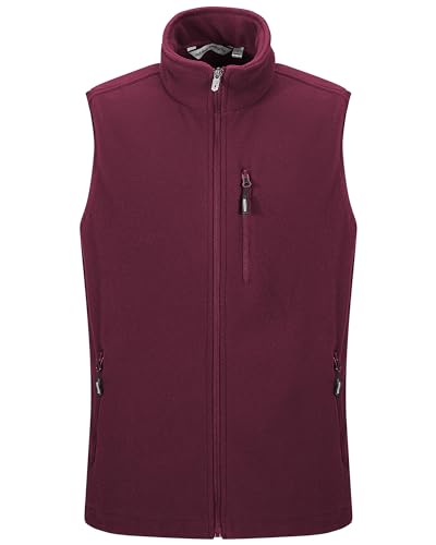 Outdoor Ventures Herren Full Zip Leichte Fleece Weste Body Warmer Winddichte Weste Oberbekleidung mit 5 Taschen Ärmellose Jacke Casual Atmungsaktiv Laufweste für Radfahren & Wandern Reisen, rot, XXL von Outdoor Ventures