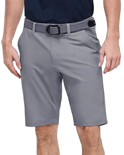 Outdoor Ventures Herren Golfshorts UPF 50+ Stretch Dry Fit Golf Shorts mit Taschen 11'' Bermuda Shorts Leichte Schnelltrocknende Kurze Hosefür Golfen Arbeiten Eisgrau 32 von Outdoor Ventures