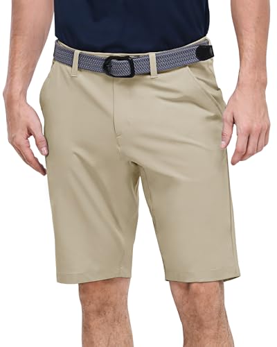 Outdoor Ventures Herren Golfshorts UPF 50+ Stretch Dry Fit Golf Shorts mit Taschen 11'' Bermuda Shorts Leichte Schnelltrocknende Kurze Hosefür Golfen Arbeiten Hellkhaki 32 von Outdoor Ventures