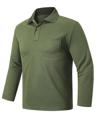 Outdoor Ventures Herren Poloshirt Langarm UPF50+ Sonnenschutz UV Schutz Polohemd Golf Sports T Shirts für Männer Leichtes Atmungsaktiv Poloshirts Casual Polo Tops zum Tennis Cyan Grün L von Outdoor Ventures