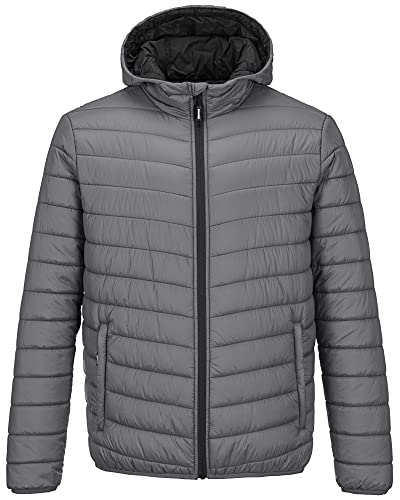 Outdoor Ventures Leichte Steppjacke Herren Übergangsjacke Packbare Puffer Jacke Winterjacke für Männer Zum Ski Wandern Reisen Grau M von Outdoor Ventures