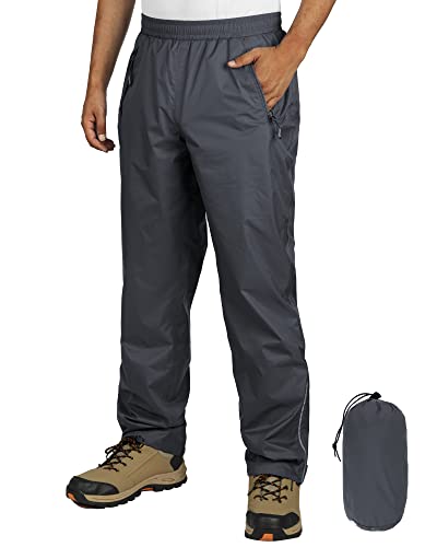 Outdoor Ventures Herren Regenhose Fahrrad Wasserdicht Atmungsaktiv Überziehhose Winddicht Outdoorhose Wanderhose Winddicht Leichte Trekkinghose Packbar Dunkel Grau 2XL/34 Schrittlänge von Outdoor Ventures