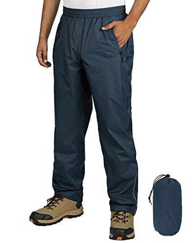 Outdoor Ventures Herren Regenhose Fahrrad Wasserdicht Atmungsaktiv Überziehhose Winddicht Outdoorhose Wanderhose Winddicht Leichte Trekkinghose Packbar Navy Blau 2XL/30 Schrittlänge von Outdoor Ventures